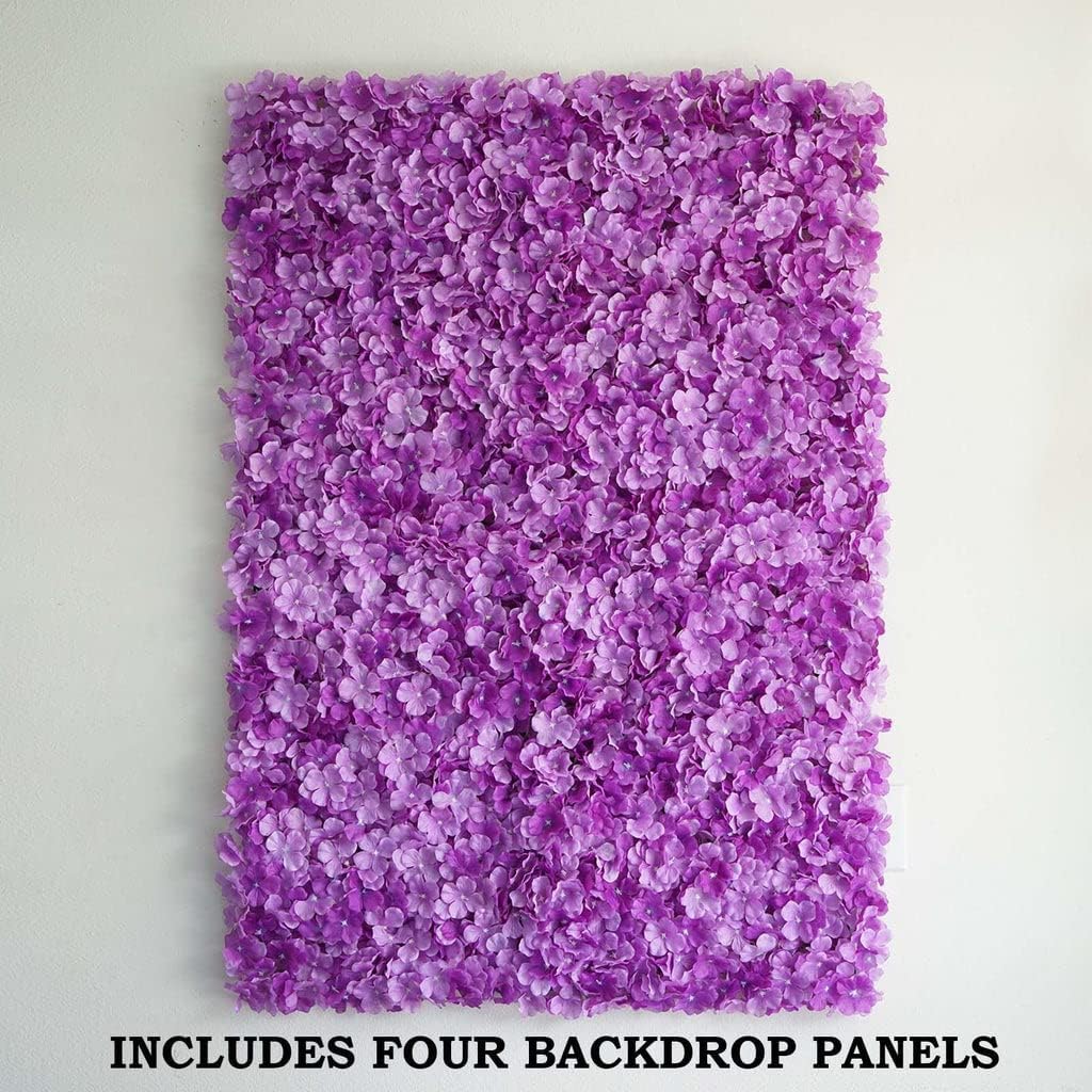 Tableclothsfactory 4 PCS Purple Silk Hydrangea Flower Mat Wall Wedding Event Decor for DIY Centerpiece Arrangement Party Decorations