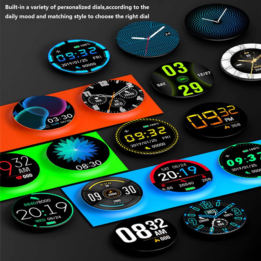 Smartwatches, sportowy smartwatch z pulsometrem i monitorem snu, cyfrowy ekran dotykowy 1,3", wodoszczelność IP68, krokomierz, monitor aktywności, dla mężczyzn, kobiet, dzieci szary