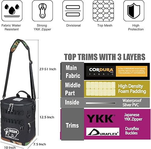 Miniatura 3 de Rough Enough - Bolsa térmica de latas de vino suave portátil para playa, campamento, pesca, golf con sistema Molle, 15 litros