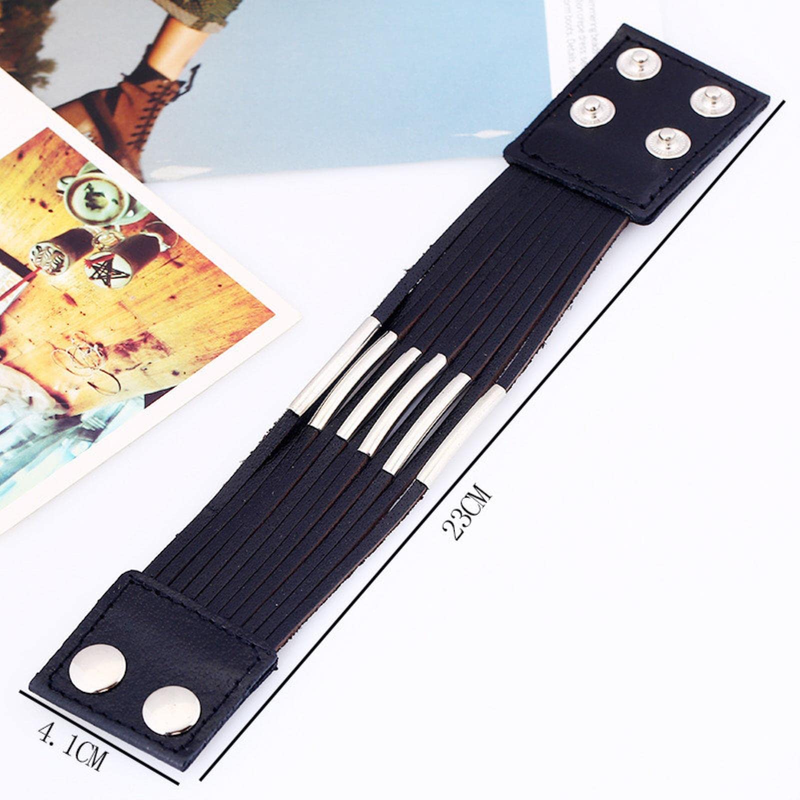LYGXWJFC Pulsera de Cuero Multicapa Retro Punk Vintage para Hombre, Pulseras Trenzadas Hechas a Mano con Cuerda para Envolver, brazaletes para Hombres