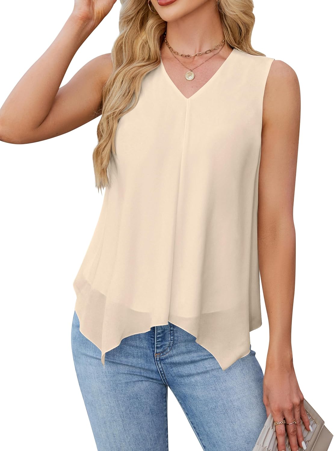 Blooming Jelly Womens Tank Tops Sleeveless Lightweight Summer Tops 2025 Business Dressy Casual Chiffon Blouses