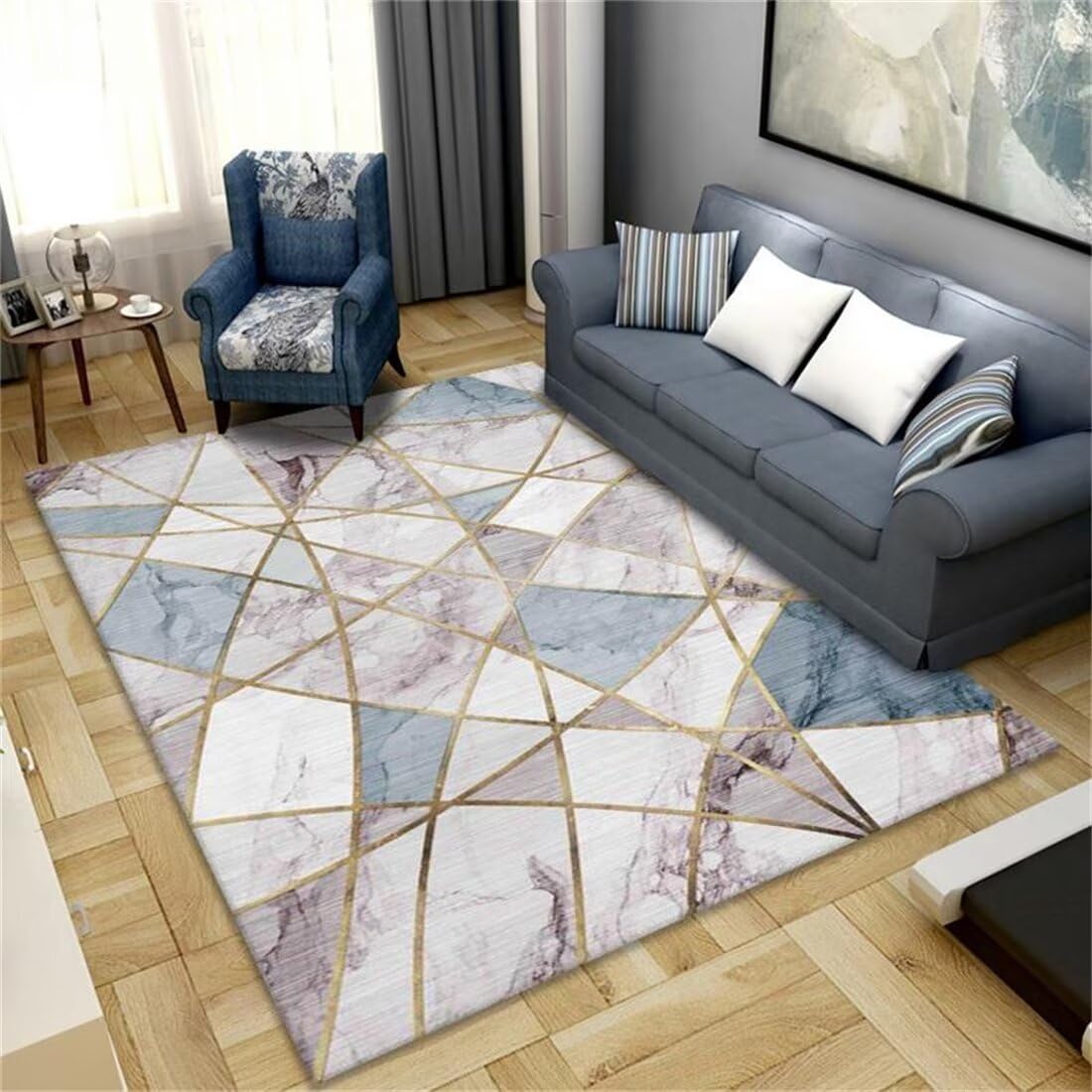Deco chambre ado tapis d'éveil isolation phonique gris-bleu