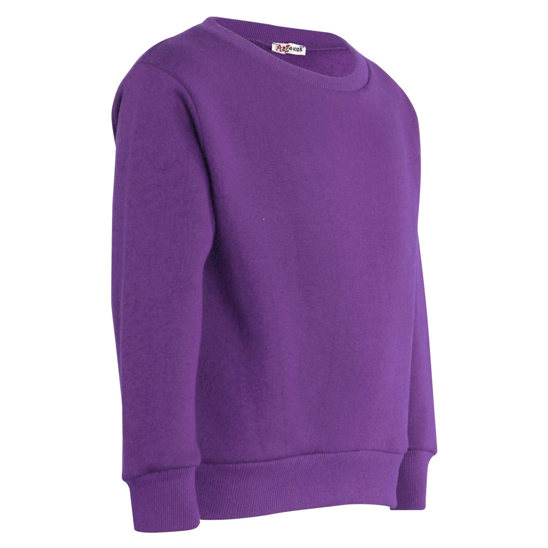 A2Z 4 Kids Chándal unisex de cuello redondo de forro polar para niñas y niños - T.S Plain Jumper 108 Purple 7-8