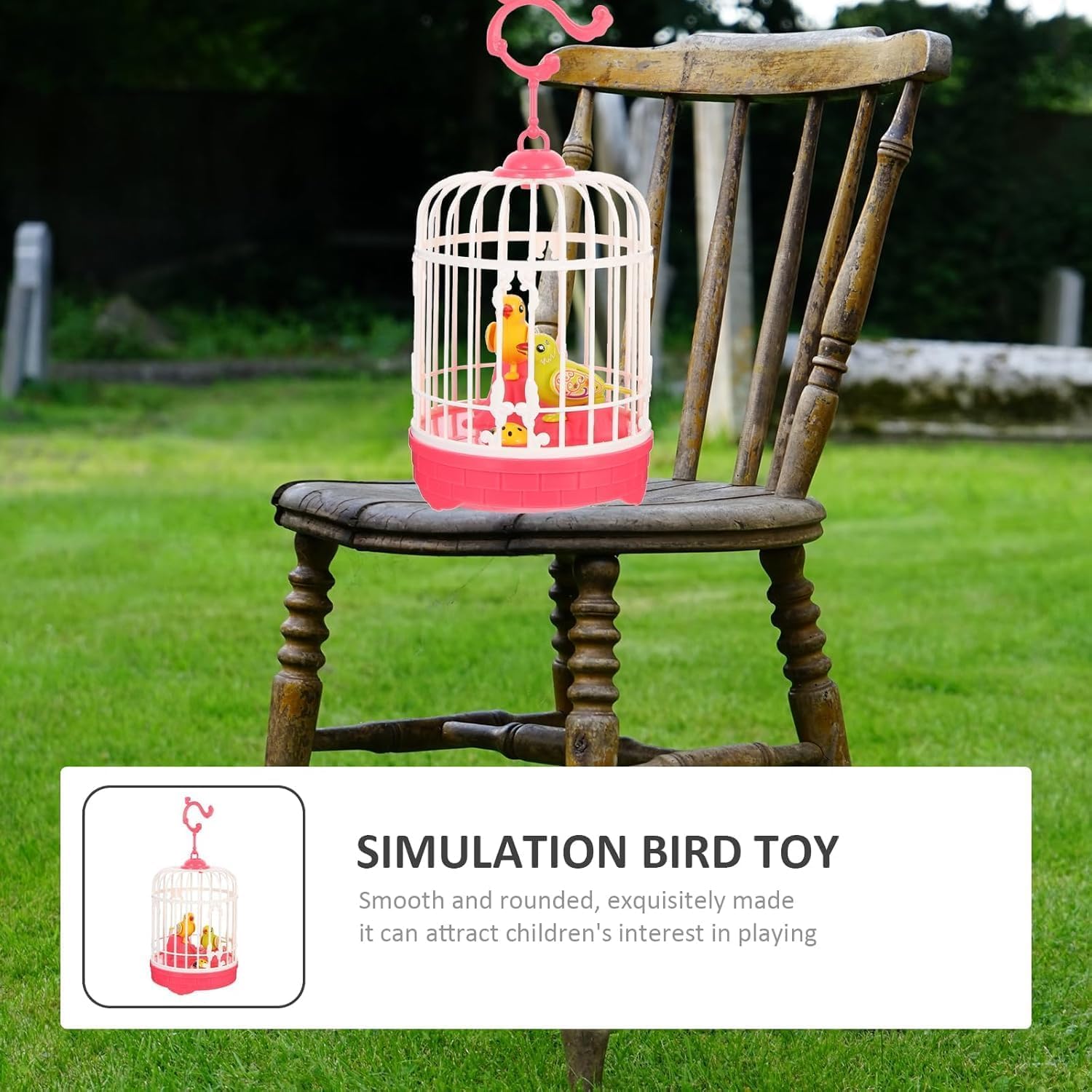 MOKRUSH Talking Bird Toy for Kids | Interactive Toy & Repeat What You Said | Singing & Chirping in The Birdcage | Gifts for Babies, Kids & Children (Pink) 4