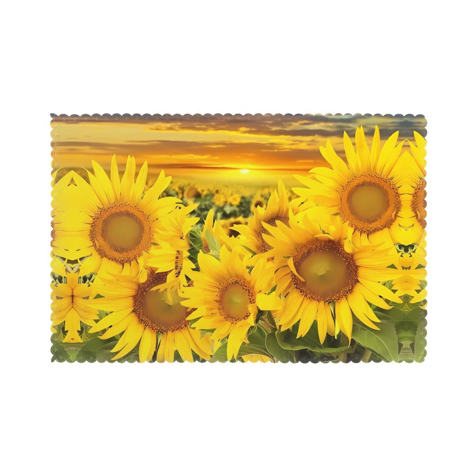 YYHHAOFA Sunflower Pattern Prints Placemats Set of 6 12x18in – A Thoughtful Housewarming Gift for Stylish Hosts