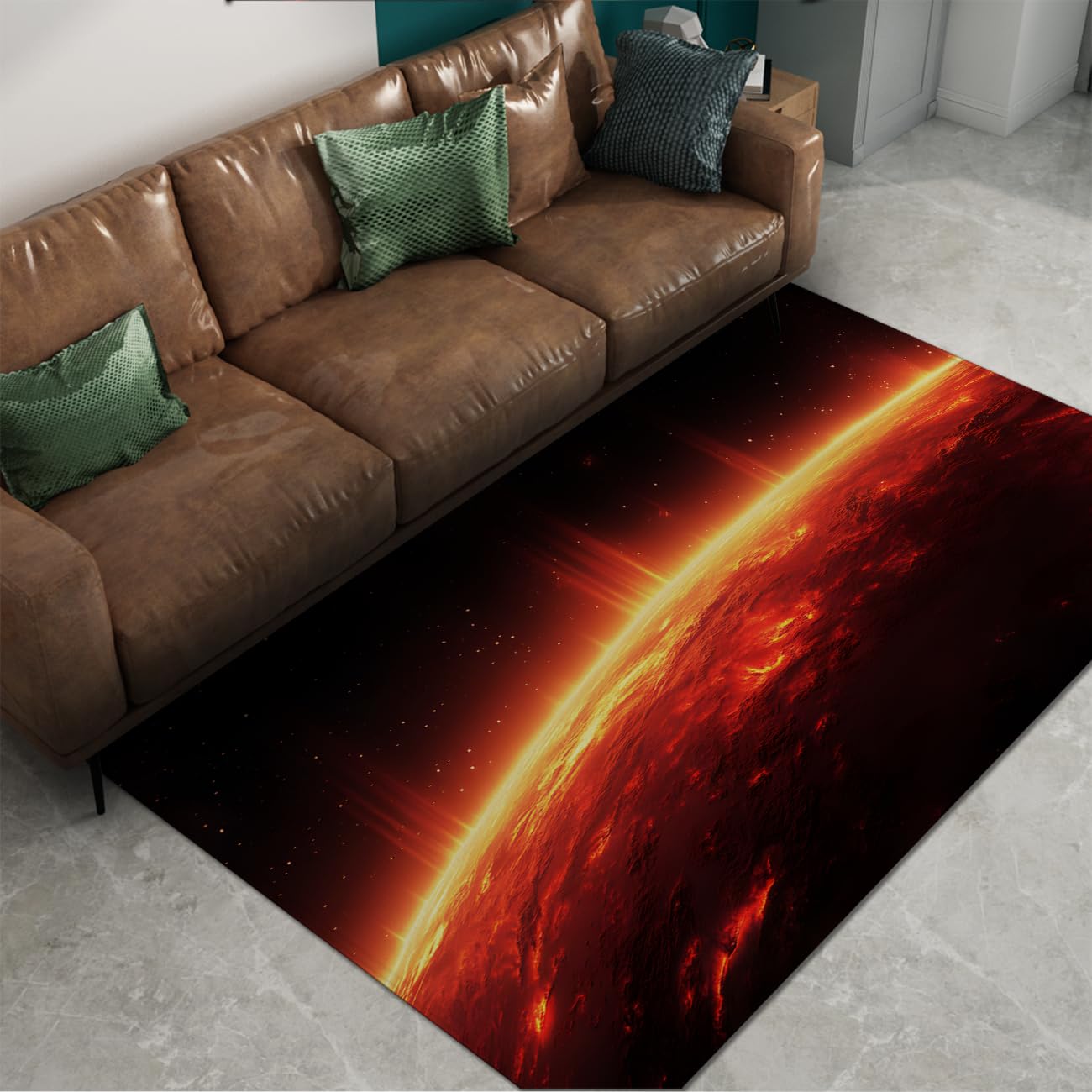 Tapis horizon solaire en flanelle douce de haute qualité pour salon chic