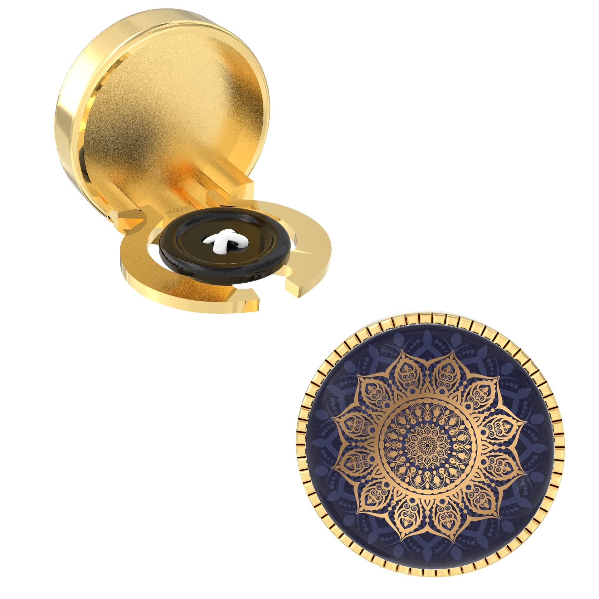 18K Yellow Gold Colour Plated Snap on Button Cover Cufflinks for Men - Stylish Accessories for Casual & Formal Shirts - Ideal Wedding, Birthday, & Anniversary Gift - Golden Mandala Style (B0BG5TRXX7) Amazon Price History, Amazon Price Tracker