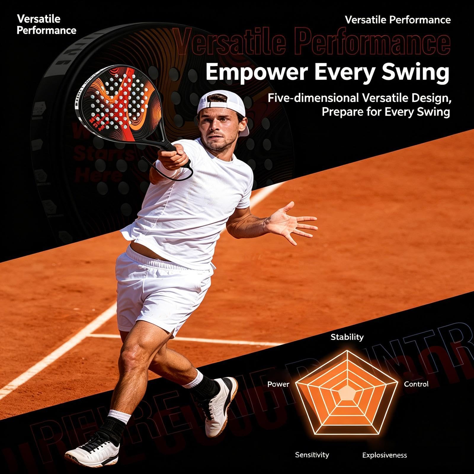 Amagogo Padel-Schläger – Komfortables Geschenk für Anfänger – Trainingszubehör mit Stoßdämpfung für Outdoor-Spiele, Sportaktivitäten und Garten