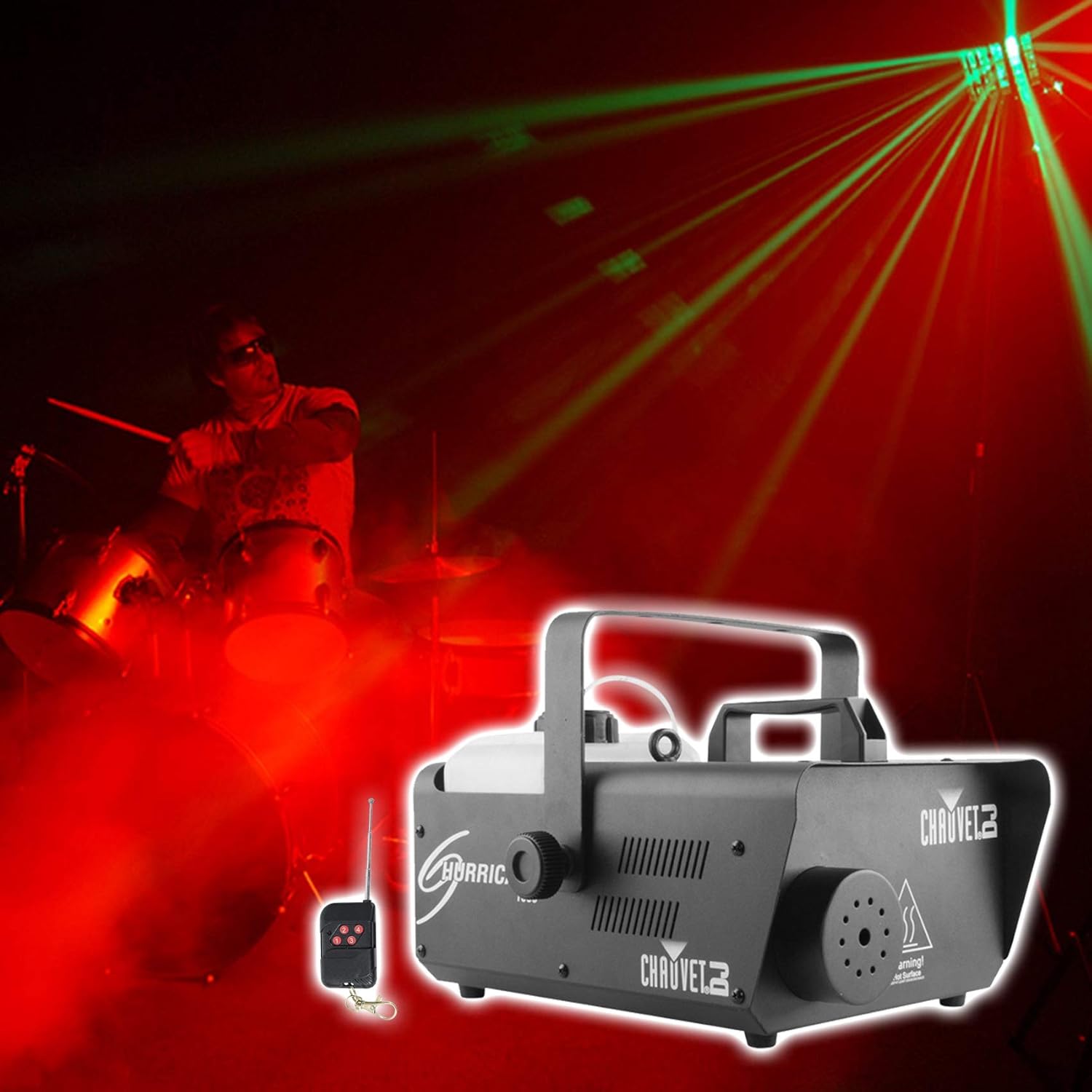 Audiosavings Bundle: (1) Chauvet DJ H1600 Hurricane 1600 Compact DMX Fog Machine+Remote Timer Bundle with (1) Rockville RPB25 40w Portable/Outdoor Bluetooth Speaker w/USB+Aux+Wireless Link (2 Items)