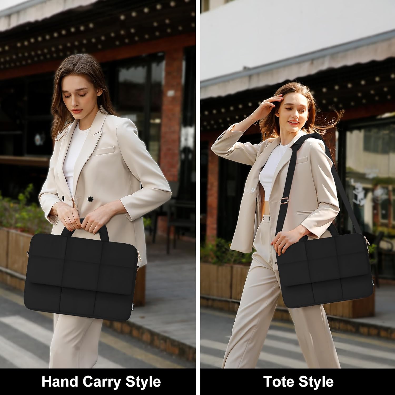 MOSISO Puffy Laptop Shoulder Bag, Messenger Computer Bags, Rectangle Quilted Flapover Sleeve Bag with Zipper&Pocket, - Image 2