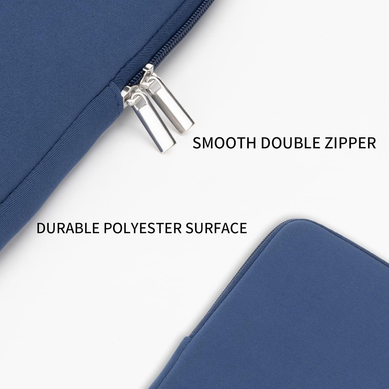RAINYEAR 14 Inch Laptop Sleeve Case Protective Soft Padded Zipper Cover Carrying Computer Bag with Accessories Pouch, Compatible with 14" Notebook Tablet Chromebook (Navy Blue) - Image 3