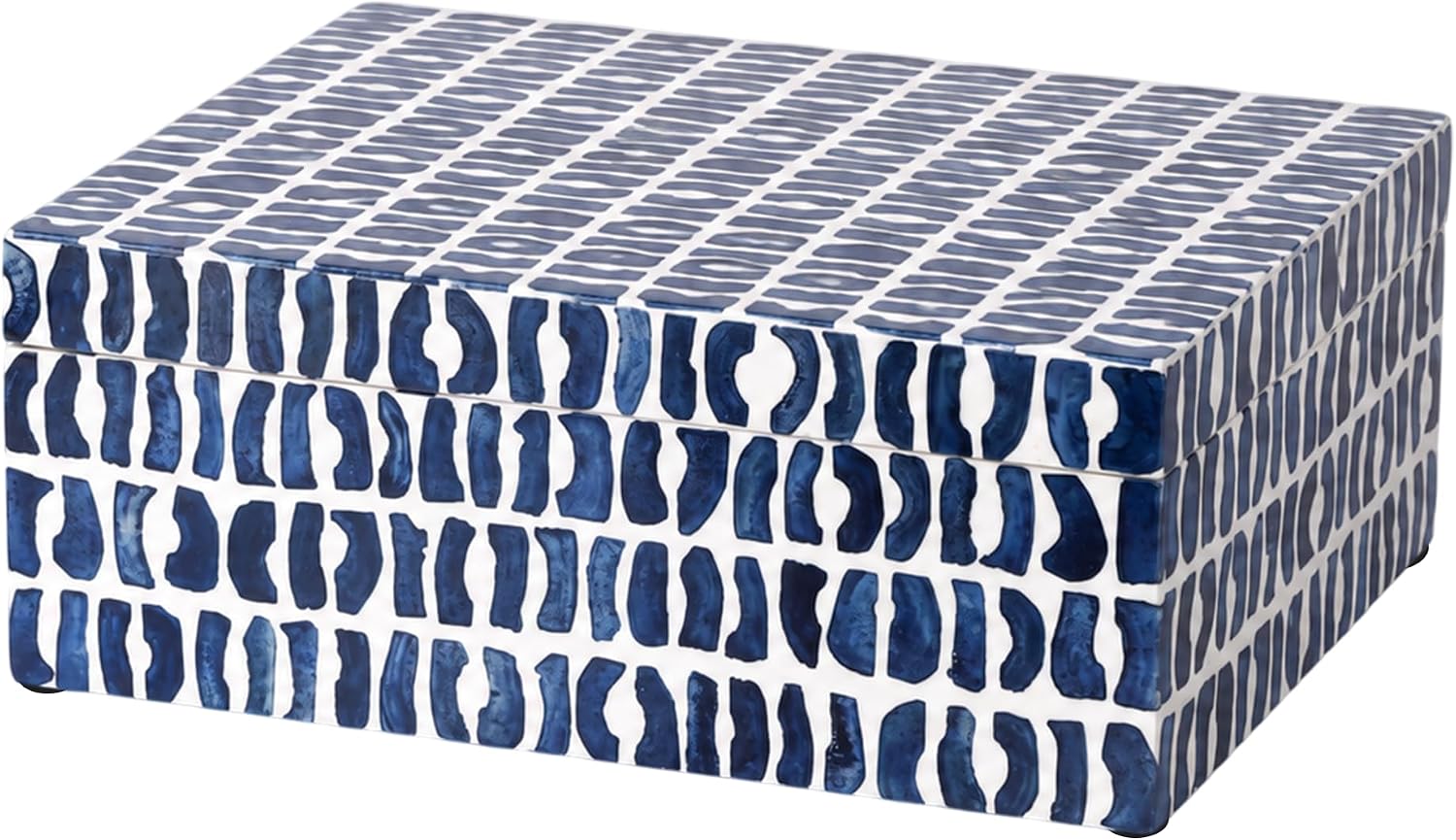 Handicrafts Home Decorative Storage Box – Mosaic Azul Collection – Resin & Bone Inlay Keepsake Box, Black & White Organizer, Modern Home Décor, Tabletop Display, Gift Box for Her – 10x8x4”