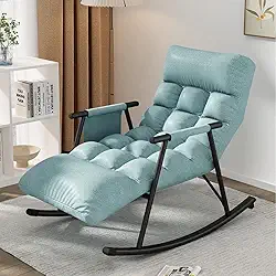 GNHGDFFDF Cadeira de balanço estofada, cadeira de balanço moderna, poltrona de sofá, poltrona com bolsos laterais, cadeira reclinável para adultos, cadeira planadora para sala de estar/quarto