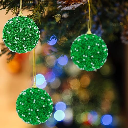 Miniatura 3 de Juego de 12 adornos de Navidad decorativos colgantes con relleno delicado, adornos para árbol de Navidad (rojo)