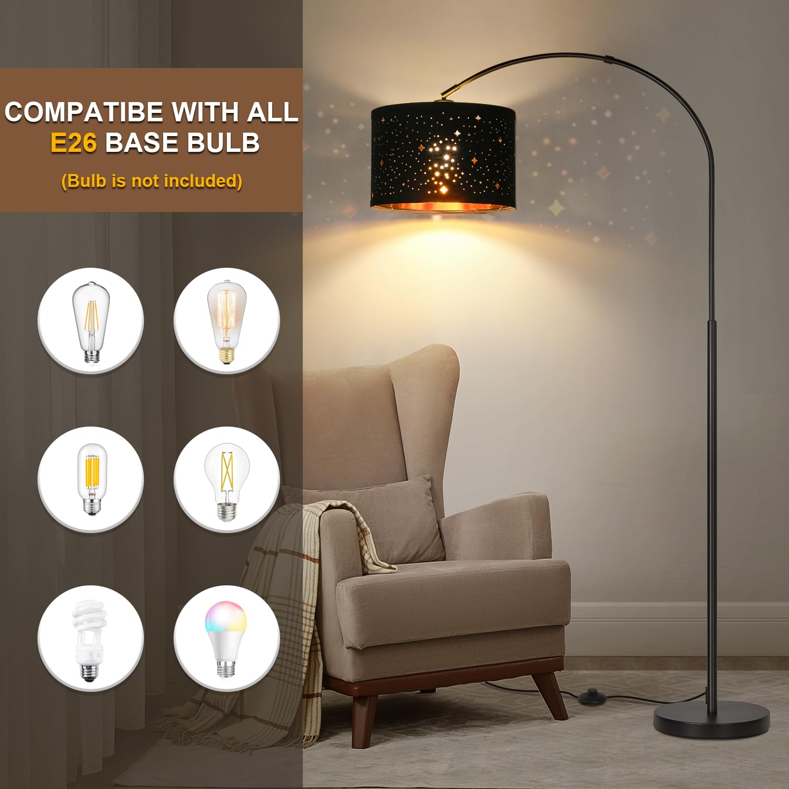 Snapklik.com : Seaside Village Modern Arc Floor Lamp, Tall Pole Lamp