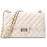 Quilted Leather Crossbody Bags for Women Trendy Ladies Shoulder Purse Satchel HandBag with Chain Strap