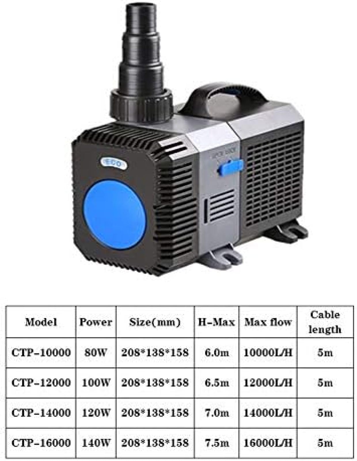 Bomba De Agua Sumergible De Frecuencia Anfibia, Bomba De Fuente Eléctrica De Alta Potencia Para Acuario De Jardín De Piscina,CTP 12000,outstanding78