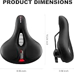 ROCKBROS Comfortable Bike Seat Bicycle Saddle for Men Women Waterproof Wide Soft Bike Cushion Dual Shock Absorbing Bike Accessories Fit for Mountain Road Bike with Reflective Strip Reflective Strip