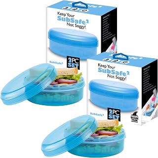 SubSafe Sandwich Safe, Reusable Sandwich Container for Square Bread, Keeps Sandwiches Fresh, Ideal for Boating & Coolers, 2-Pack