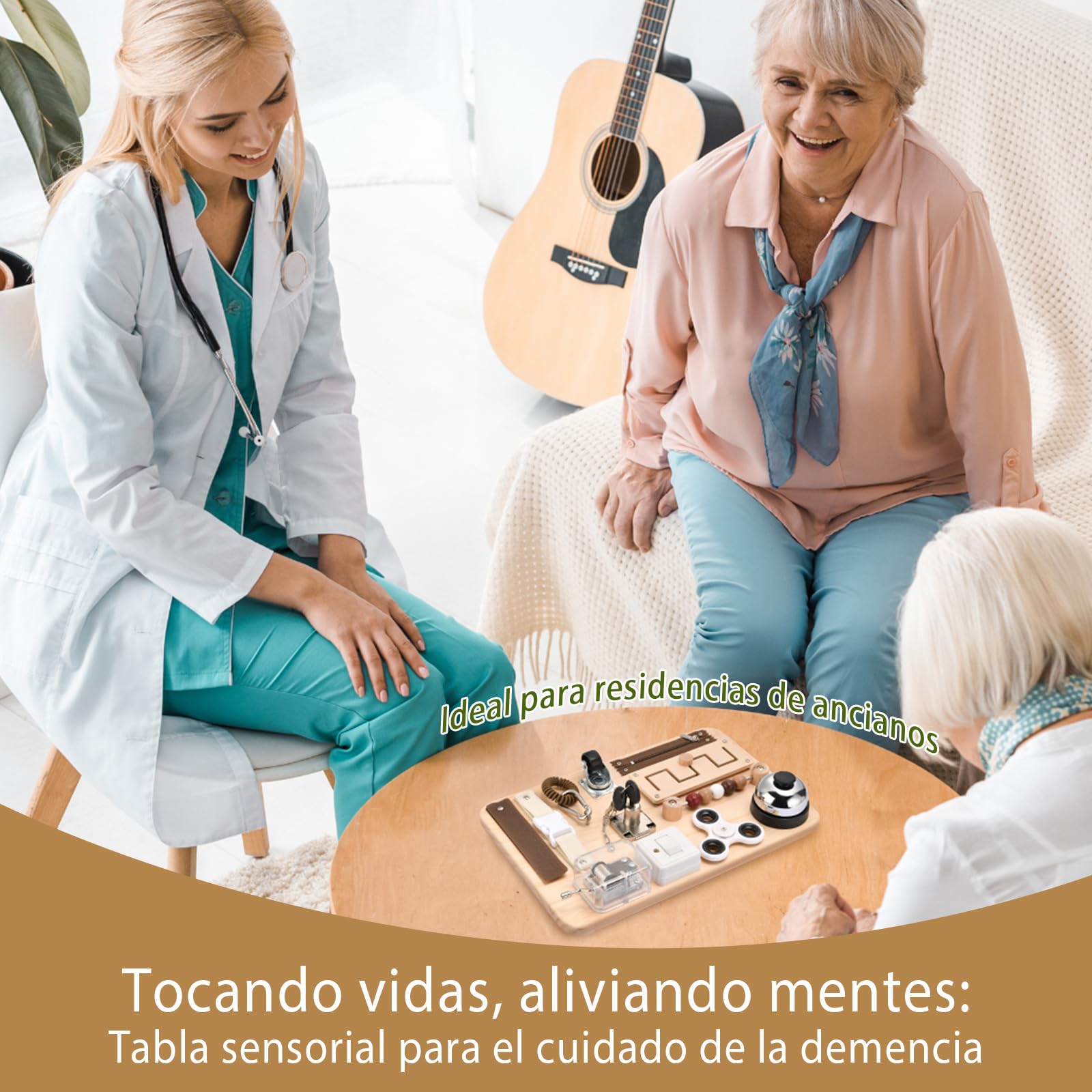 Potatomato Busy Board Montessori para Adultos -Tabla de Ejercicios multisensorial para Personas Mayores: motricidad, concentración y Memoria TDAH - Juego de Viaje y Regalo Ideal