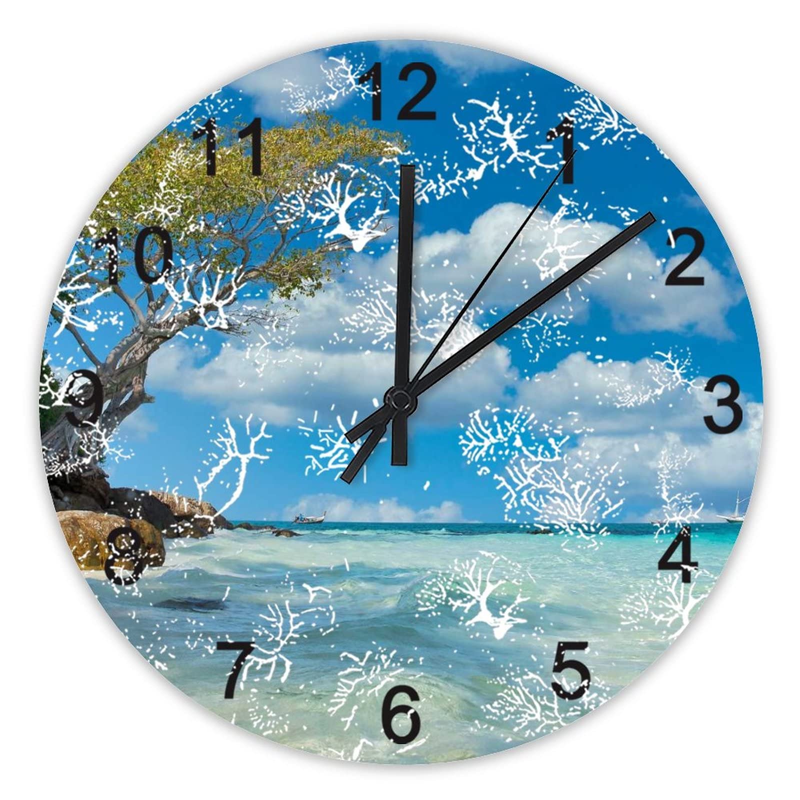 Horloge murale silencieuse nature de 40 cm pour cuisine et bureau