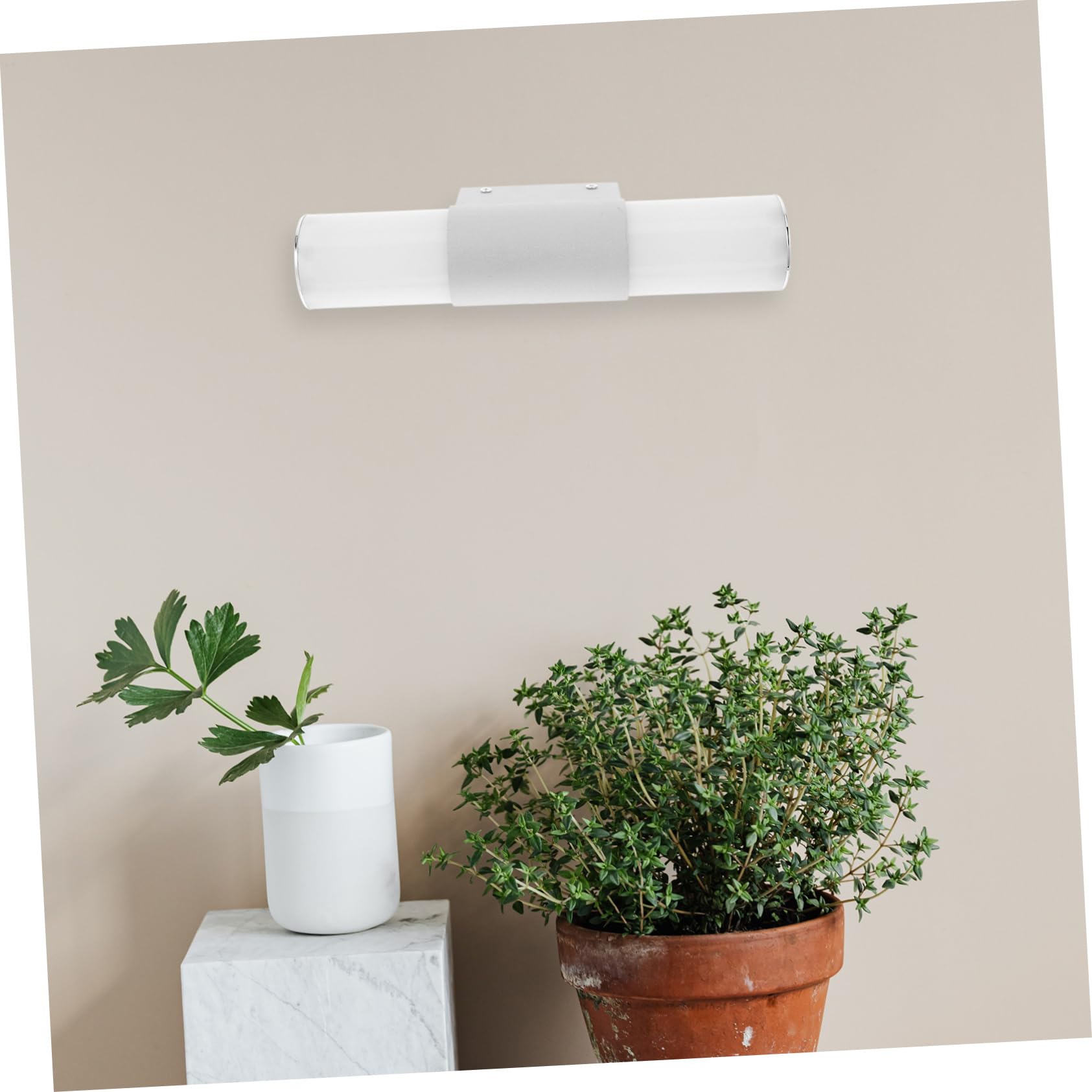 Hemobllo Lámpara de Pared LED para Baño Moderna 12w Luz Fría 25 Cm Hierro Vidrio Madera Ecológica Iluminación Interior para Espejo y Gabinete