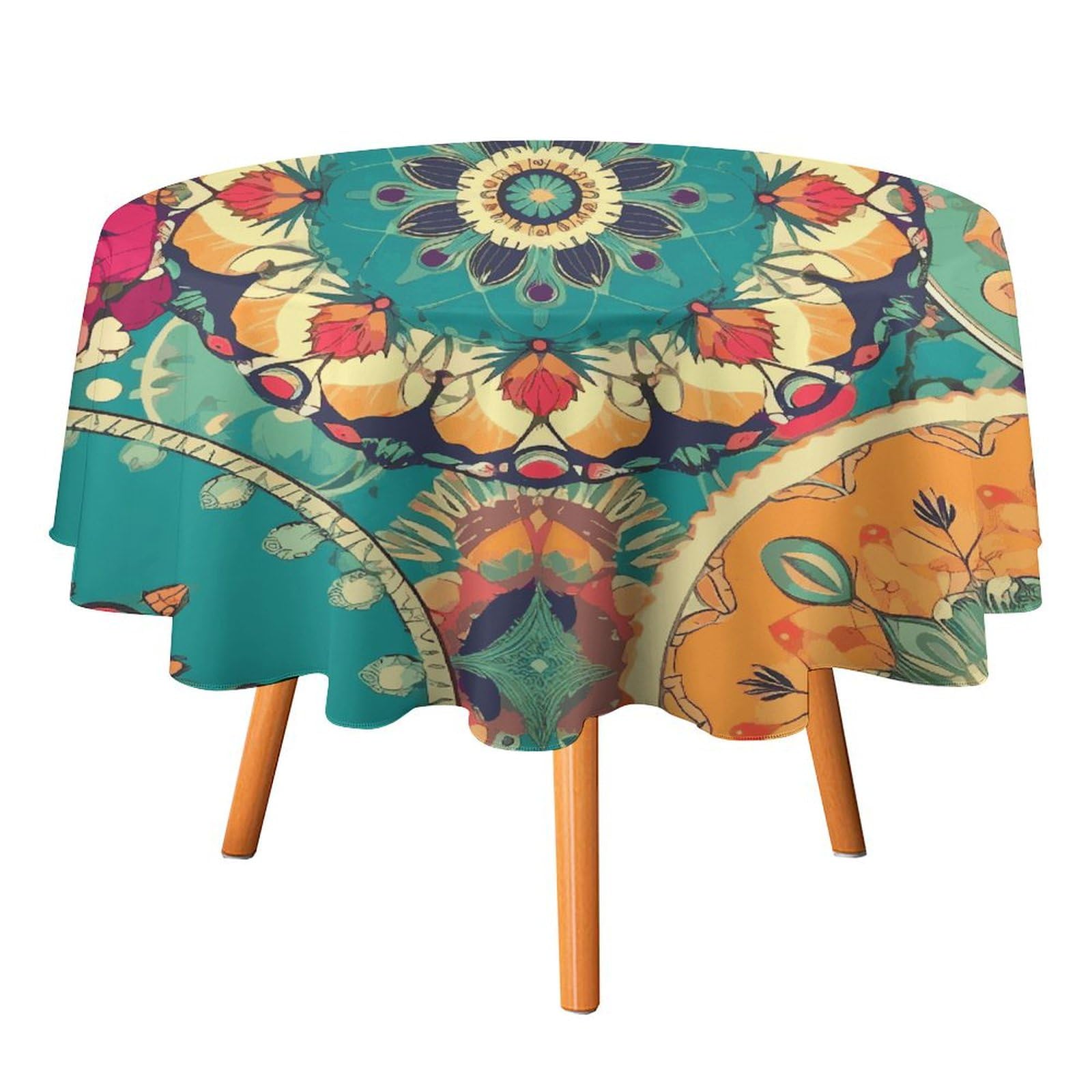 Nappe ronde de Noël lavable 177,8 cm pour fête et pique-nique