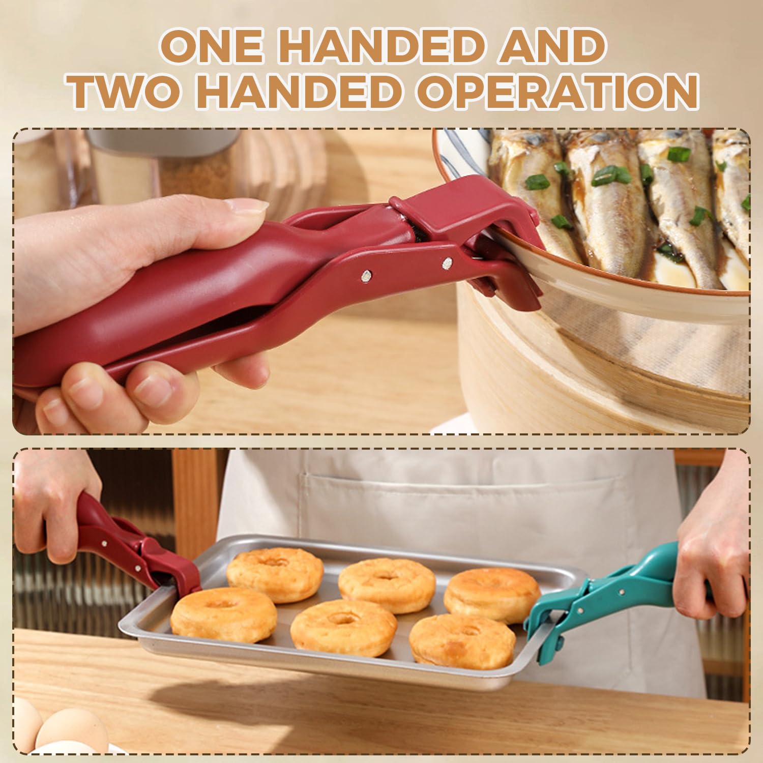 Pinza da cucina, 2 pezzi, clip per scottatura, supporto multiuso per cucina, pinza per friggitrice ad aria calda, manico anti-calore per la cucina, morsetto per scottatura, pinza per pentole e padelle