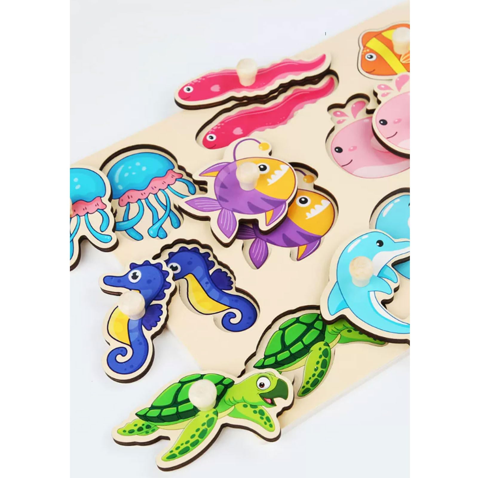 Puzzle Montessori en Bois avec Boutons