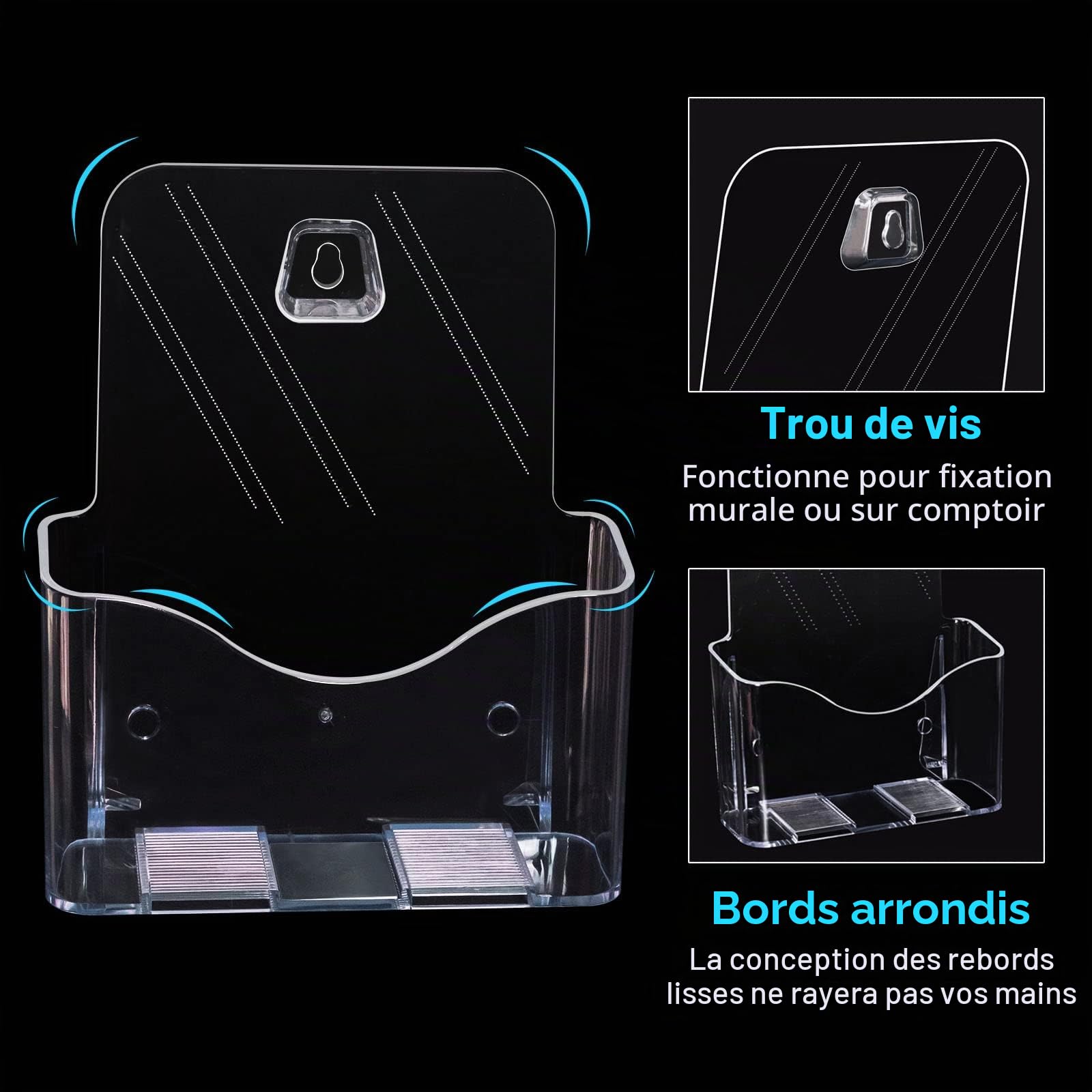 Lot de 2 Porte-Brochures en Acrylique A5, Transparent Présentoir Brochure A5, Porte Flyer Document, Support Flyer pour Boutique, Bureau, Restaurant, Réception