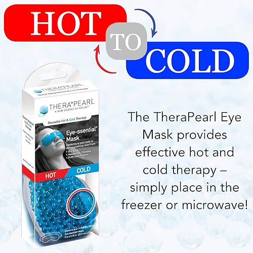 Miniatura 2 de TheraPearl Máscara de ojos, cuentas de gel flexibles para terapia de frío y calor, compresión no tóxica para ojos hinchados, azul, reutilizable