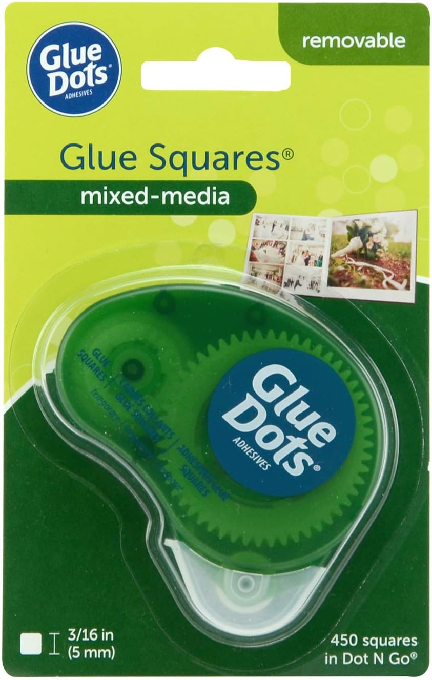 Glue Dots Removable 3/16" Square 450pc Dispenser Glue Sq