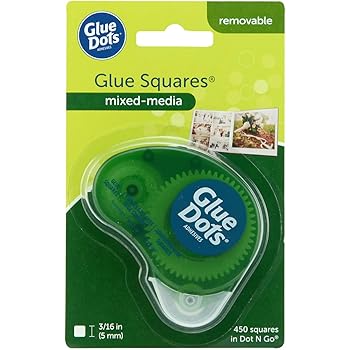 Glue Dots Removable Glue Squares, Dot N' Go Dispenser with 450 (3/16 Inch) Removable Squares (23681E), Clear