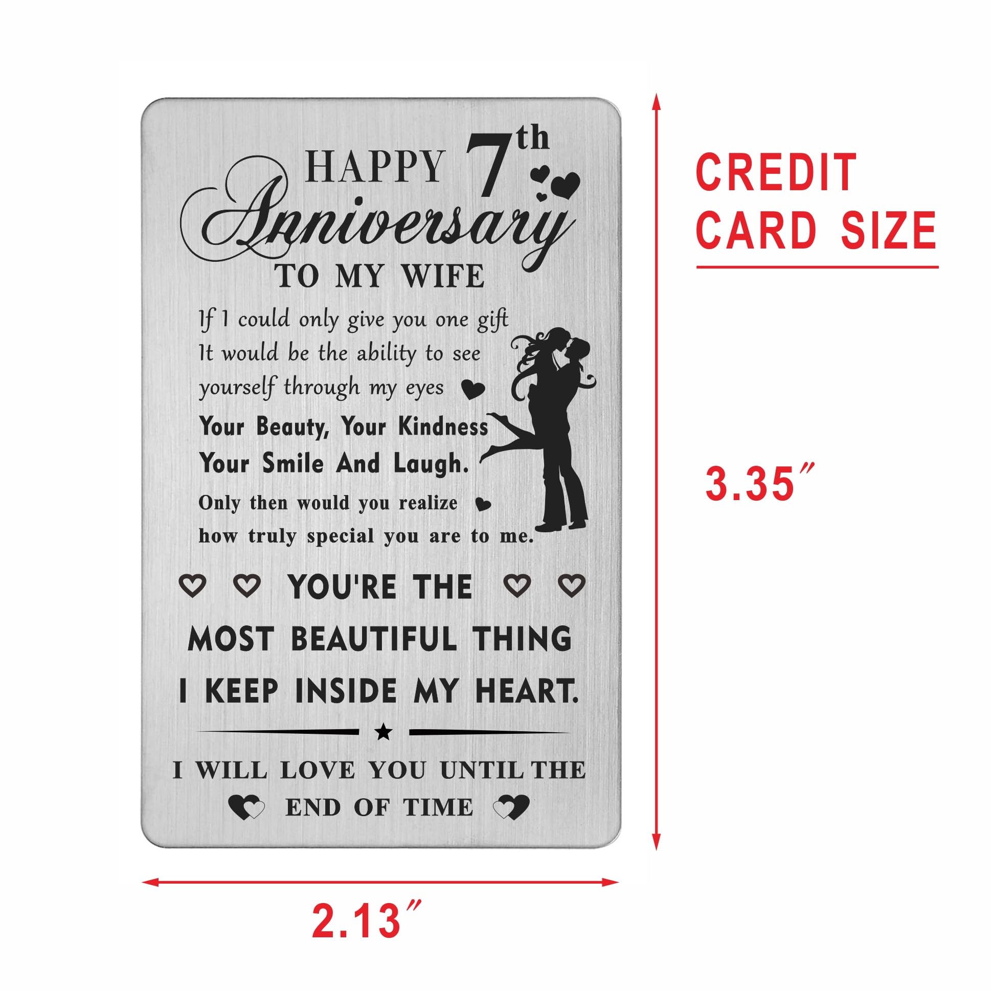 HYHYDHP 7th Wedding Anniversary Card Gifts for Wife - Happy 7 Year Anniversary Card for Her Women, Silver - Image 2