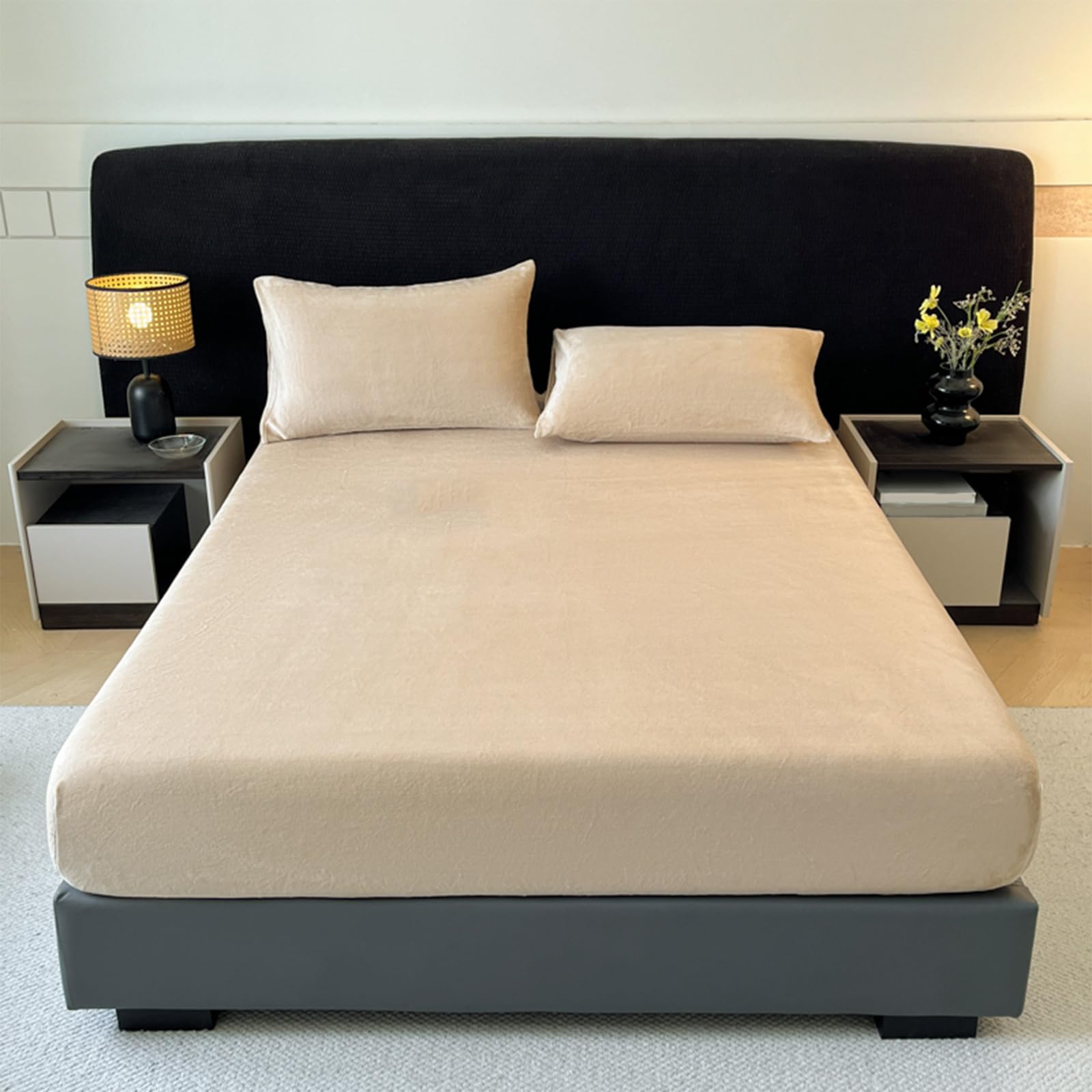 Drap Housse Polaire 150x200 Orange Lit King Size