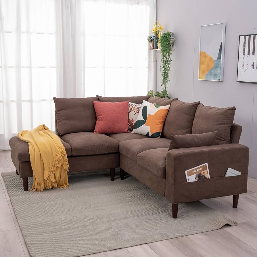 Amazon.com: Panana Sectional Sofa, Linen Fabric L Shaped