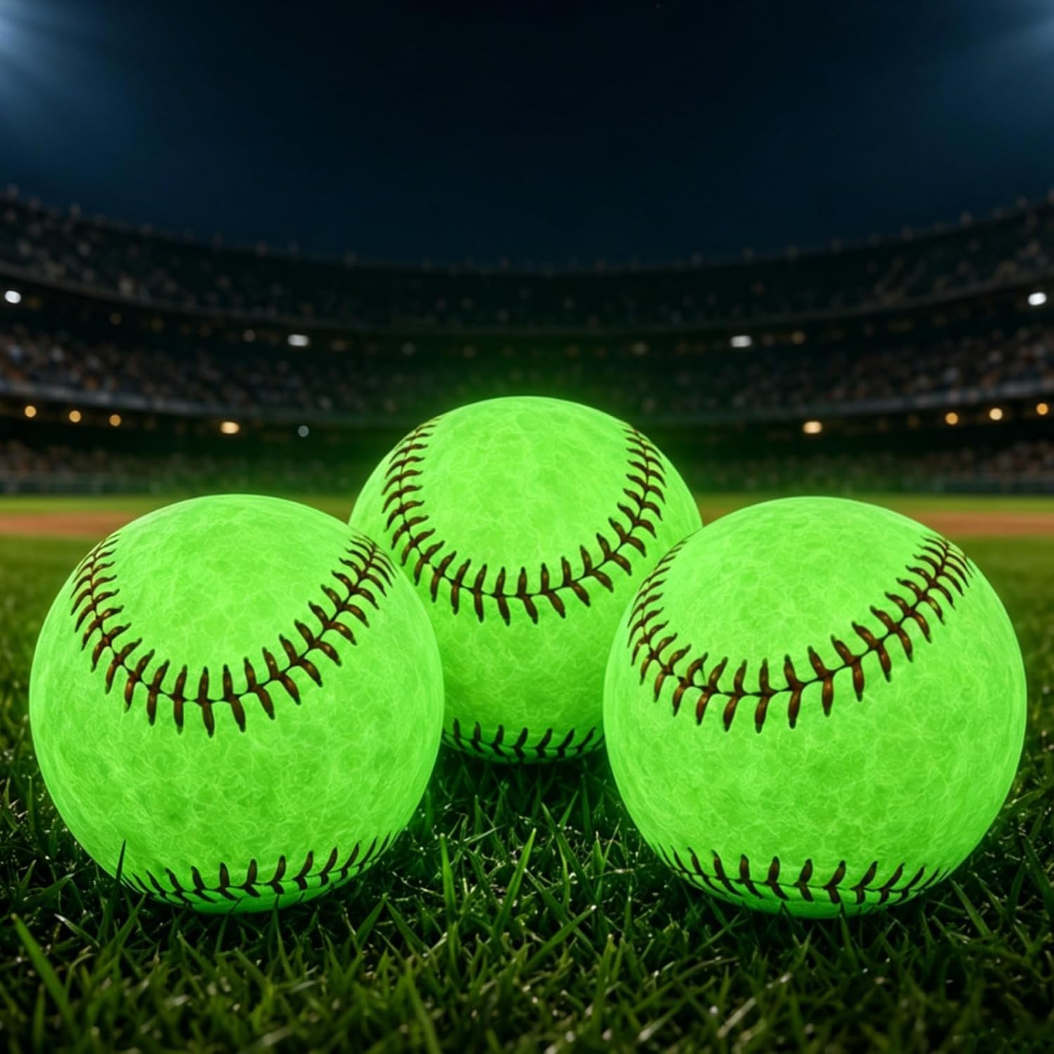3PCS Light Up Baseball Glow in The Dark Light up Glow Balls Official Size Baseball Gift and Baseball Fans Baseball Accessories