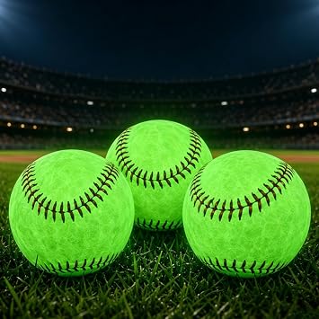 3PCS Light Up Baseball Glow in The Dark Light up Glow Balls Official Size Baseball Gift and Baseball Fans Baseball Accessories