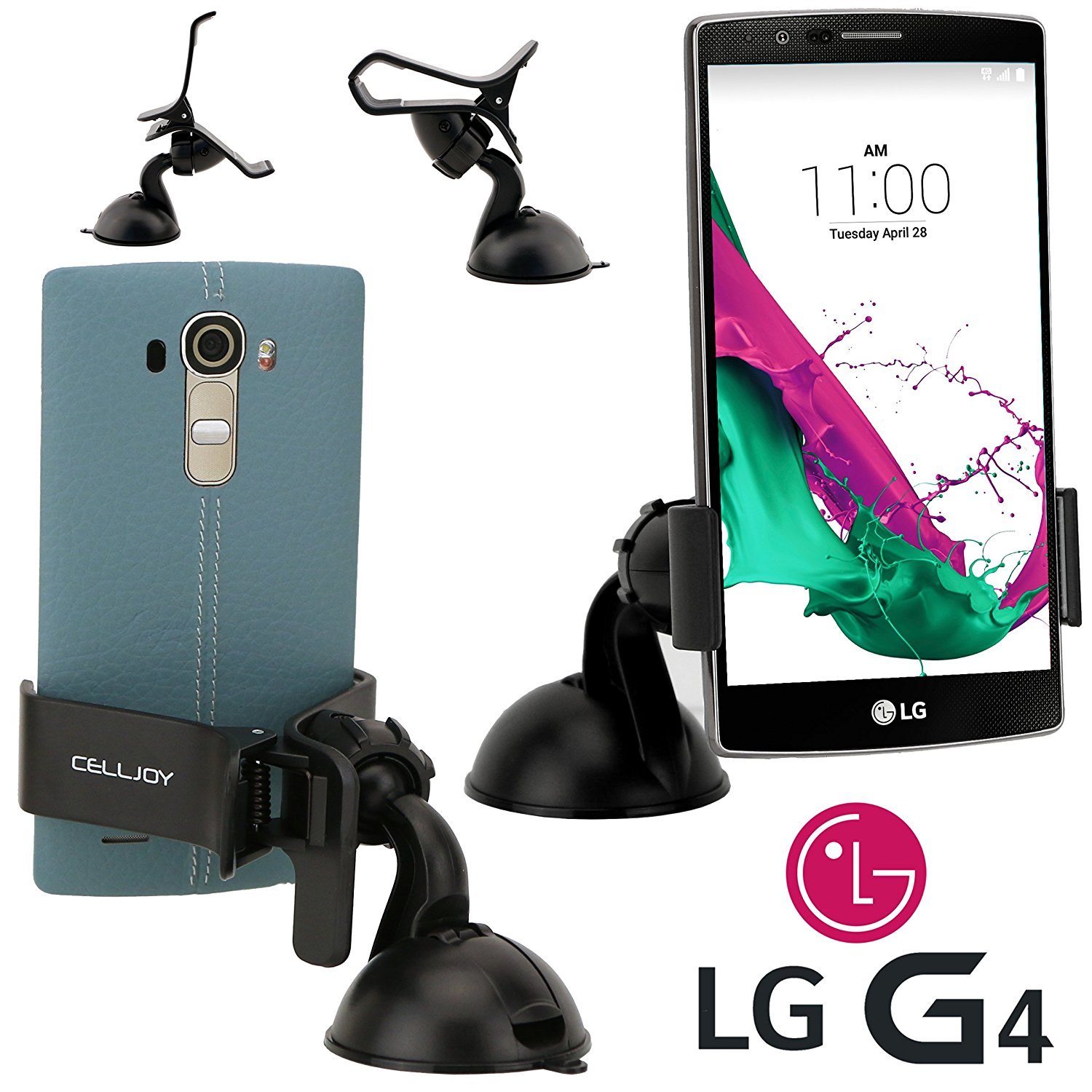 Black LG G4 Car Mount CellJoy [Grip Claw] {Black} MultiAngle