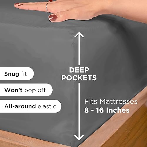 Miniatura 2 de ROYALE LINENS - Sábanas King de 4 piezas - Juego de sábanas de microfibra cepillada suave 1800 - 1 sábana bajera, 1 sábana encimera, 2 fundas de