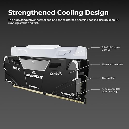 Miniatura 3 de Timetec Pinnacle Konduit RGB 32GB KIT (2x16GB) DDR4 3600MHz PC4-28800 CL18-22-42 XMP2.0 Overclocking 1.35V Dual Rank Compatible para AMD e Intel