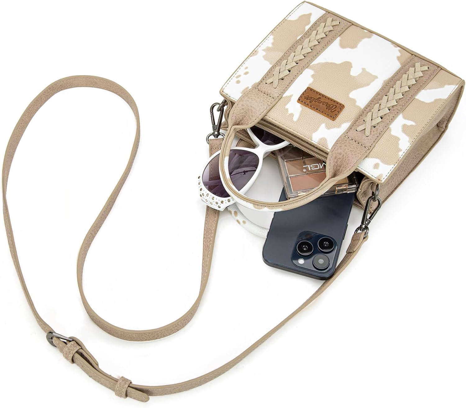 Wrangler Mini Tote Bag for Women Cow Print Western Crossbody Purse - Image 4