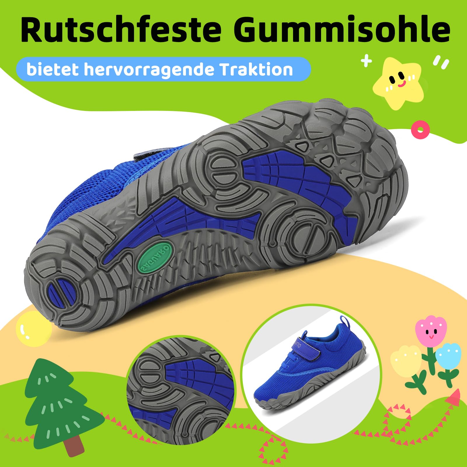 SAGUARO Kinder Barfußschuhe Leicht rutschfest Traillaufschuhe, Gr. 24-36