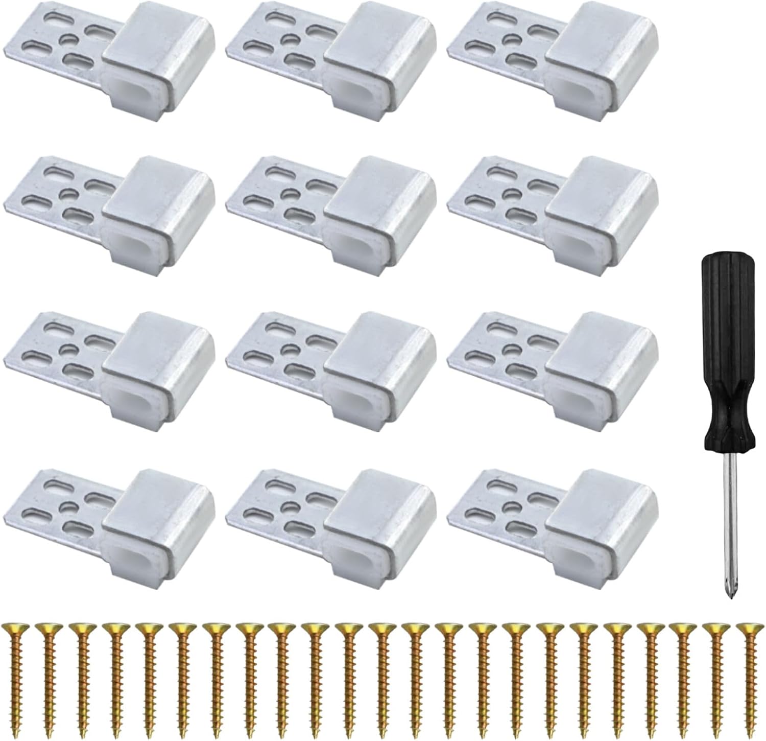 NEWHOOK 12pc Upholstery Spring Clips Kit, Couch Sofa Repair with Screws | Upholstery sofa repair kit,for sofa/couch/chair/bed springs,easy diy upholstery repair, sturdy metal 5 holes 1.57"x0.72"