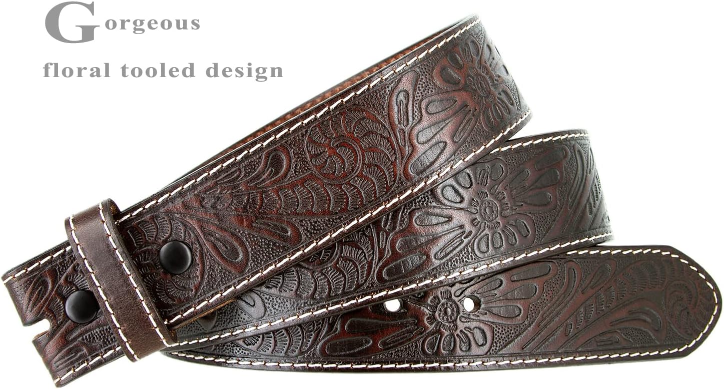Genuine Full Grain Western Engraved Tooled Leather Strap or Belt 1-1/2" Wide - Image 2