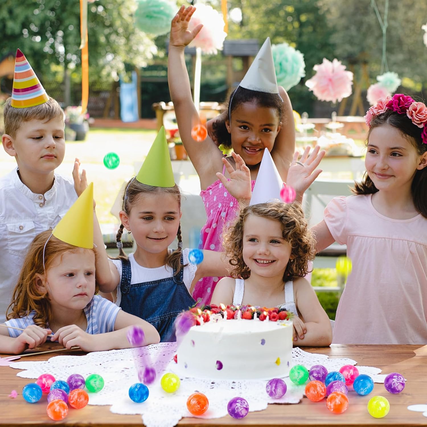 Hxezoc 24 Pcs Bouncy Balls for Kids, 32mm 6 Colors Rubber Bounce Balls Bulk for Party Favors, Goodie Bag Fillers, Easter Gift Bag Stuffers, Basket Stuffers, Classroom Prizes