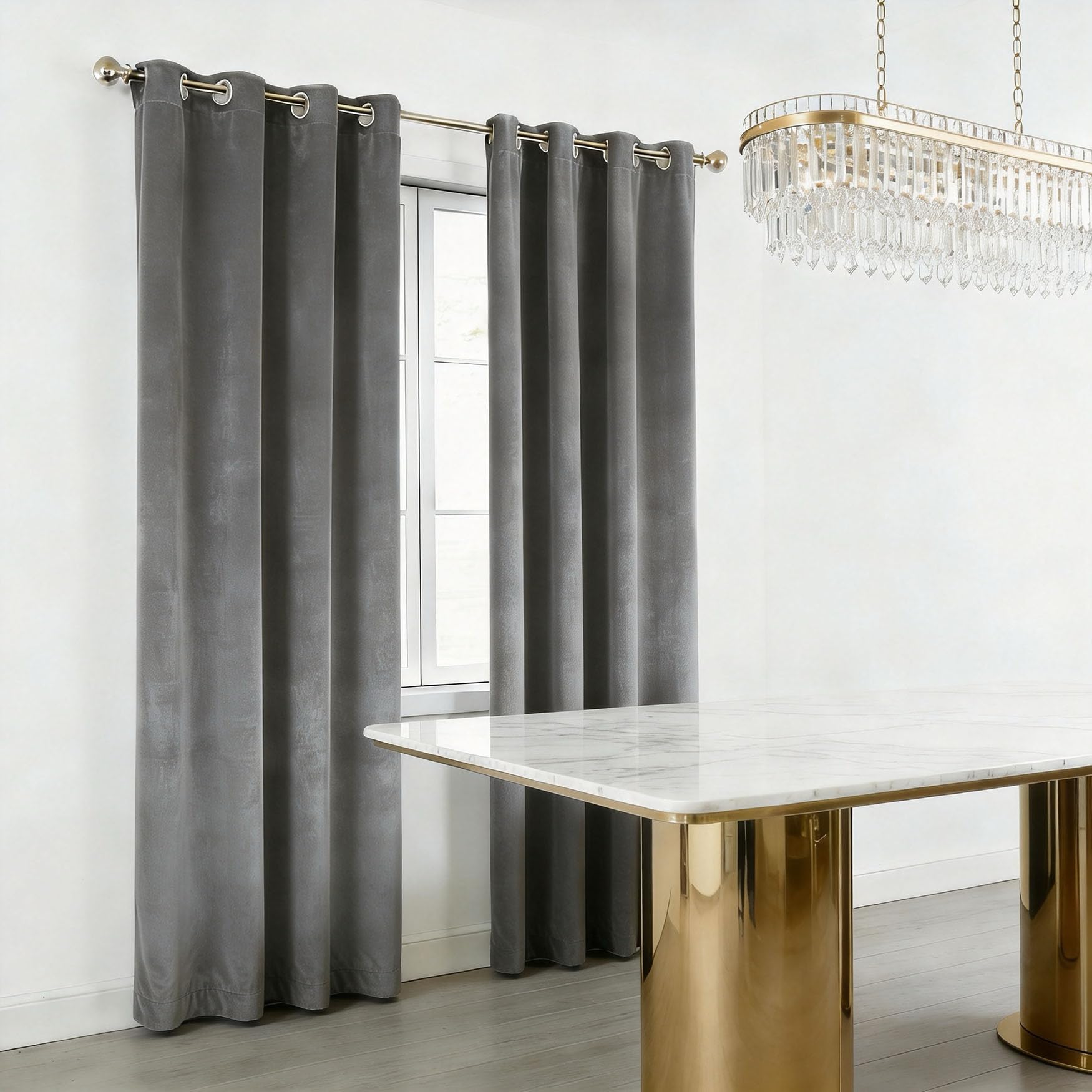 Rideaux isolation thermique opaques gris 180x220cm anti bruit à oeillets modernes