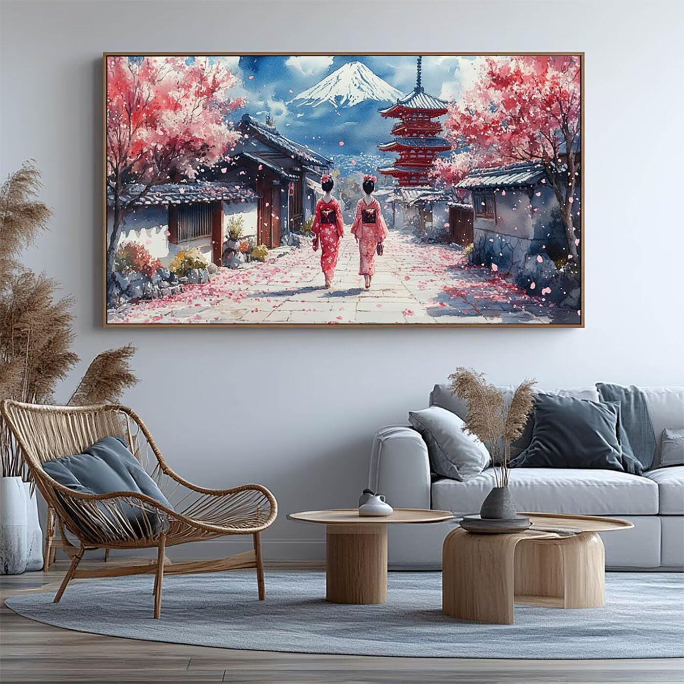 Gejsza diamentowe zestawy artystyczne dla dorosłych, góra Fuji, diamentowy obraz, kryształ, sztuka, zestaw do haftu krzyżykowego, 61 x 140 cm, do samodzielnego malowania według numerów, z kolorowymi
