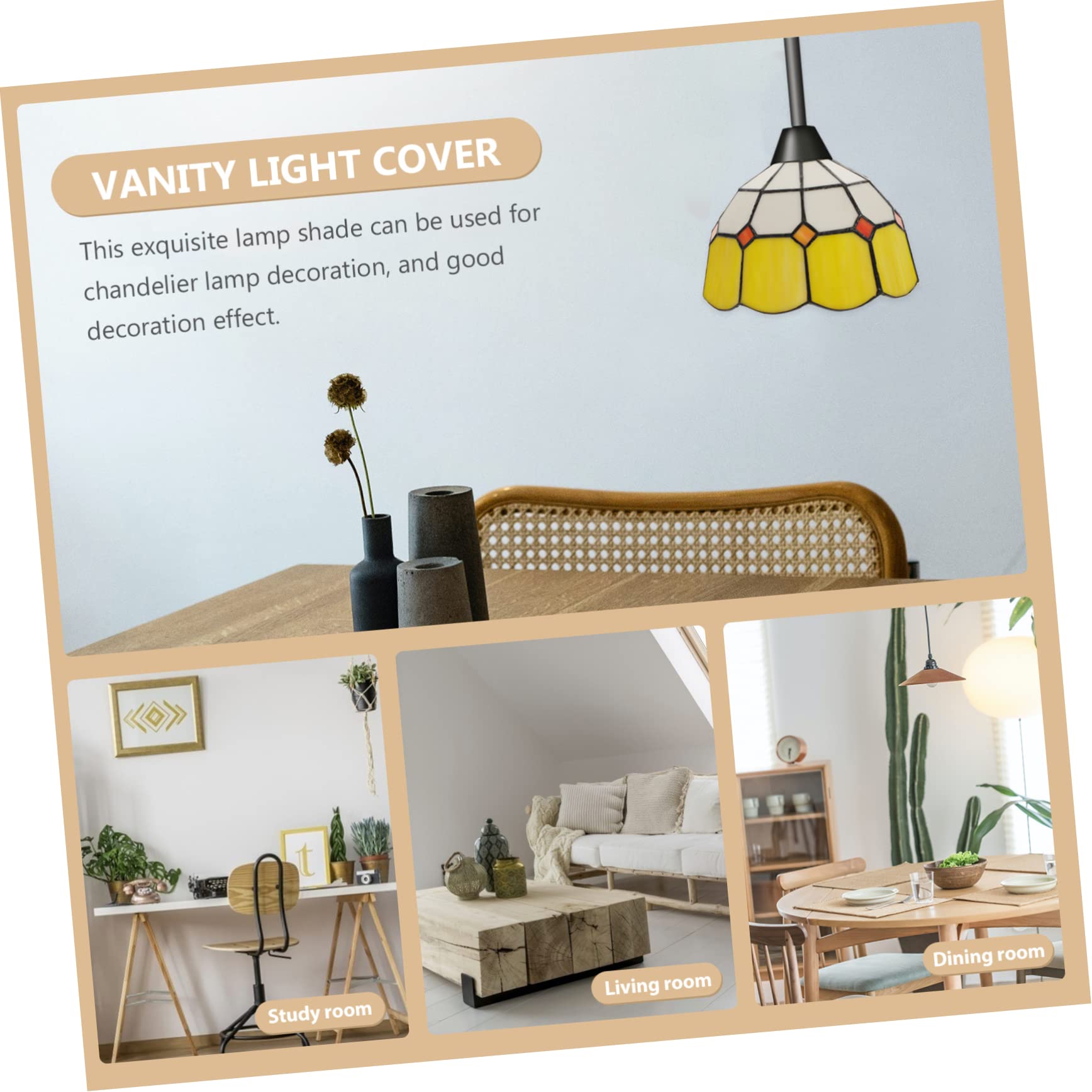 Paralume Decorativo in Vetro Giallo per Lampadario, Ricambio E27 | Sostituzione per Appliques e Sospensioni, Crea Atmosfera Romantica, Vetro Delicato, Casa e Soggiorno