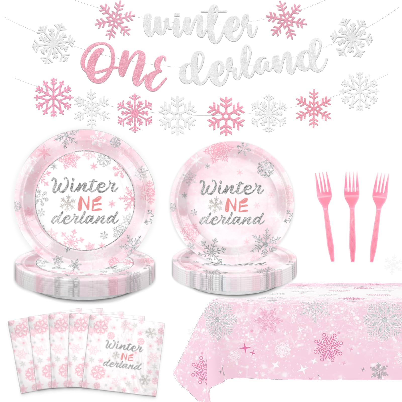 Tortenaufsatz 'A Little Snowflake Is On The Way' - Winter-Babyparty-Dekoration, Rosa Glitzer
